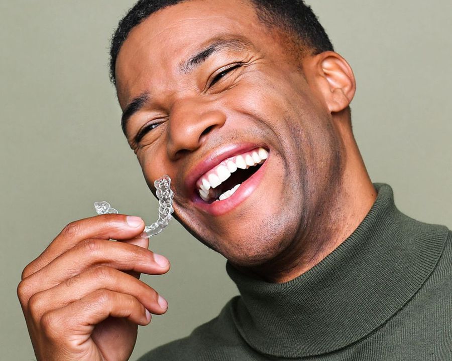 Invisalign clear aligner tray, almost invisible when worn